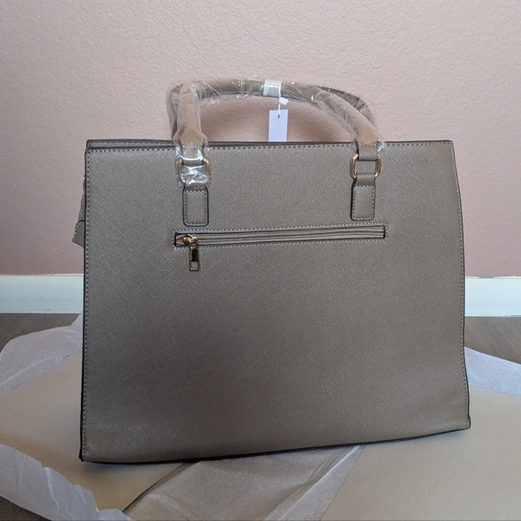 NWT Taupe Handbag with Red and Black Stripe - Picture 2 of 4